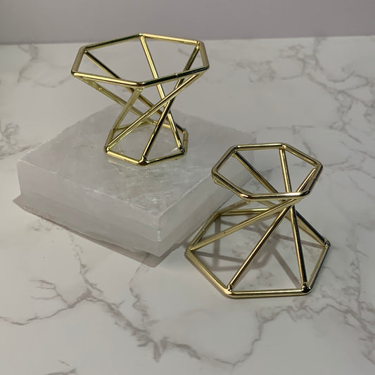Metal Hexagonal Sphere Stand - Gold
